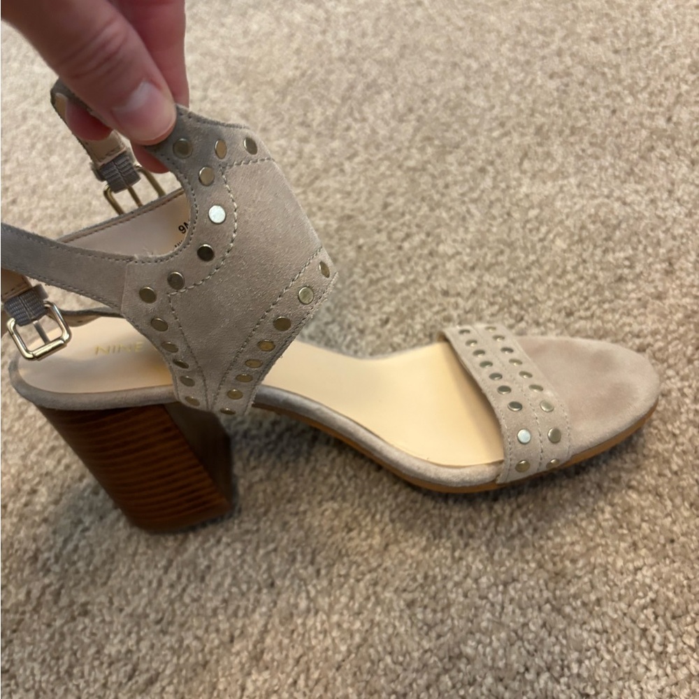 Elegant Beige Block Heel Sandals
